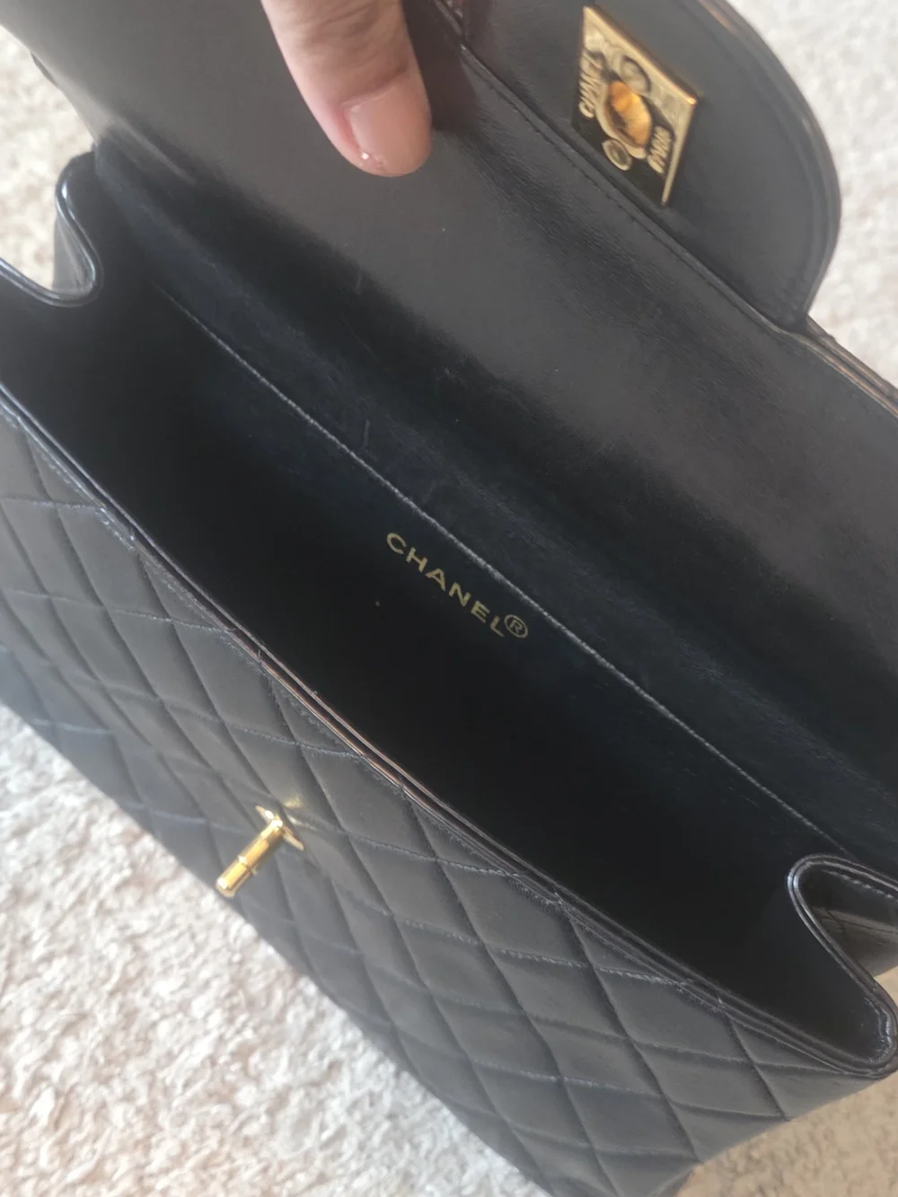 CHANEL 1996-1997 Both Side Classic Flap Jumbo Black Lambskin